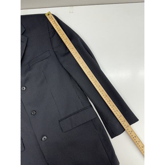 Apt. 9 Mens Suit Coat Size 38R Black Pinstripe Three Button Up Single Breasted - Picture 13 of 15